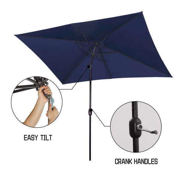 Bonosuki 10 x 6.5-Ft. Rectangular Patio Umbrella - Navy Blue