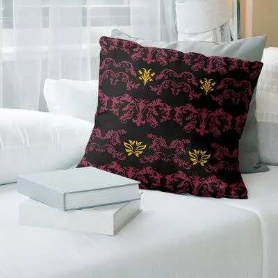Arizona Football Baroque Square Pillow Cover East Urban Home Color: Black/Pink/Yellow - Size: 26x22 x 26