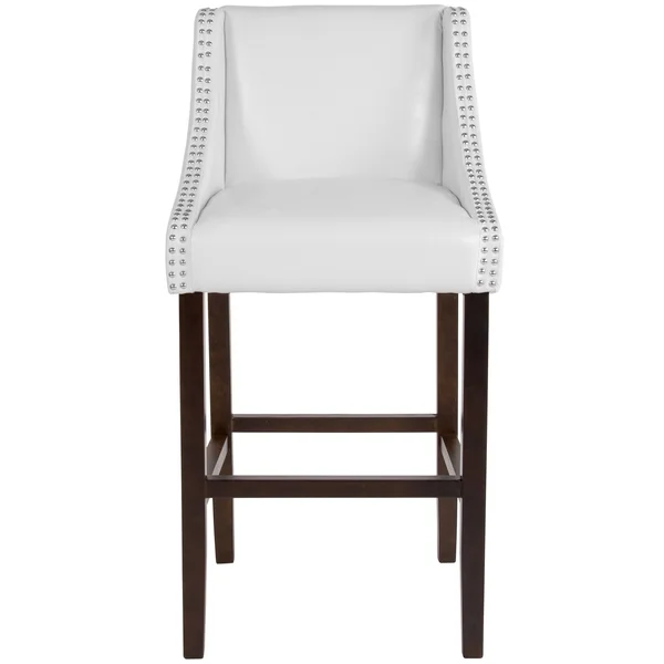 Lancaster Home 2 Pk. 30x22 High Transitional Barstool with Accent Nail Trim - 20x22W x 22x22D x 42x22H - Light Grey Fabric