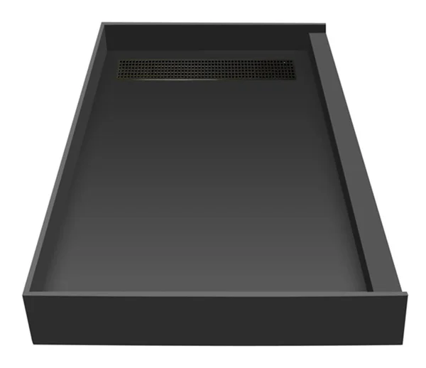 Tile Redi Single Threshold Shower Base with Designer Grate, Bronze