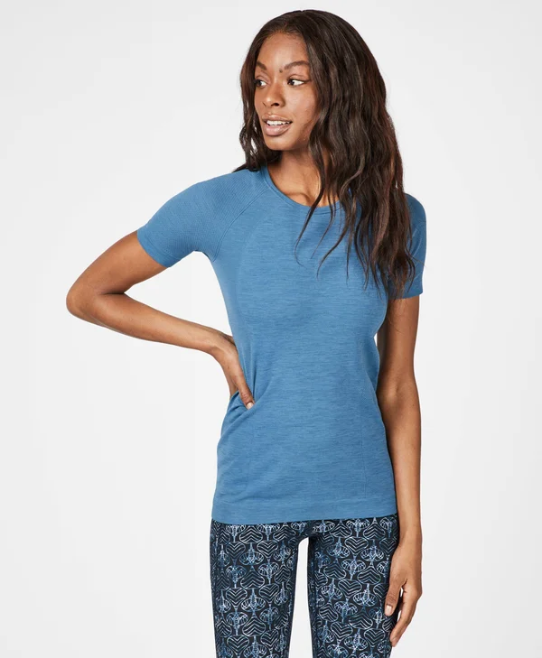 Sweaty Betty Athlete Seamless Workout T-Shirt - Blue, Women's L