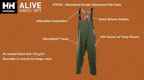 Helly Hansen Abbotsford Double Bib Pant XL Green