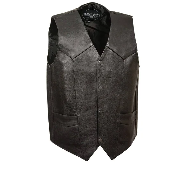 M Boss Motorcycle Apparel Bos13513 Men's Black Classic Leather Vest - Size: 48