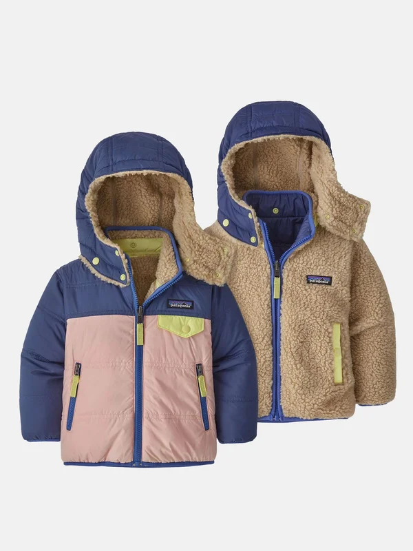 Patagonia Baby Reversible Tribbles Hoody Seafan Pink w/Current Blue 4T