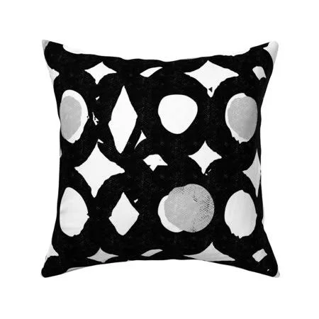 Black and White Dots Black Throw Pillow Cover W Optional Insert by Roostery, Size: 18 x 18 Cu003EOnly