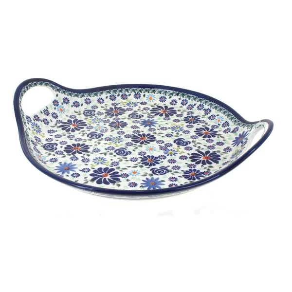 Zaklady Fantasy Round Serving Tray with Handles Polish Pottery