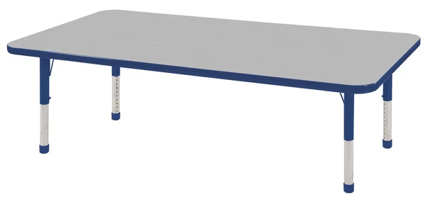 Ecr4kids 30x22 x 60x22 Adjustable Rectangular Activity Table - Grey-Blue - Chunky Leg