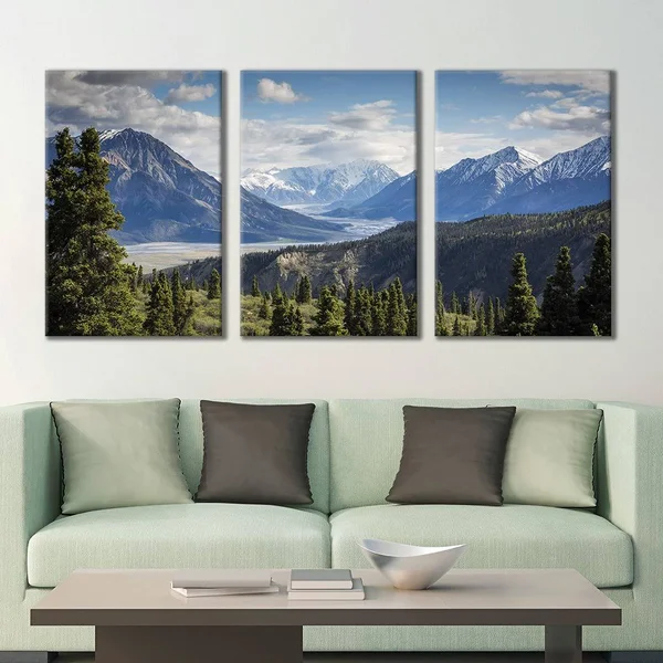 Wall26 - 3 Panel Canvas Wall Art - Majestic Natural Landscape Triptych Canvas Series - Panoramic View of Mountains - Giclee Prin