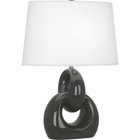Ash with Polished Nickel Tone Finish Table Lamps 11 inch Wide Oyster Linen Shade Ceramic Material E26 A Bulb 1 Light Fixture, Si