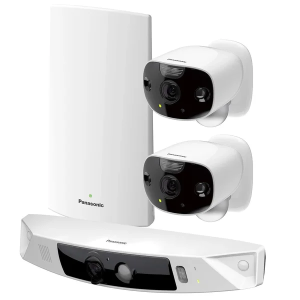 Panasonic HomeHawk Front Door Camera for Package Theft Prevention, 3 Camera Kit, 172° Wide Angle Smart-Home Monitor, 100% Wire-F