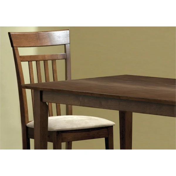 69.5x22 x 81.25x22 x 107x22 Walnut Beige Solid Wood Foam Veneer Microfiber 5pcs Dining Set