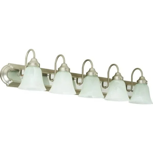 Seasons HDS111206 Bath Vanity Fixture, (5) 50 W 20000 HR LED Bulbs, Satin Nickel, 36W x 8D x 8x22H