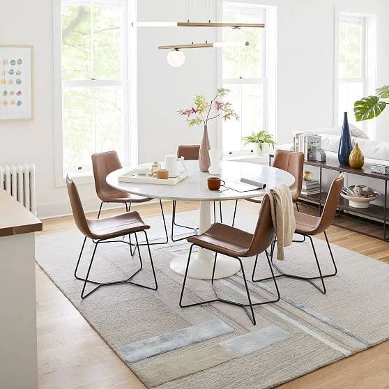 Slope Dining Chair - Ludlow Leather, Navy, Charcoal