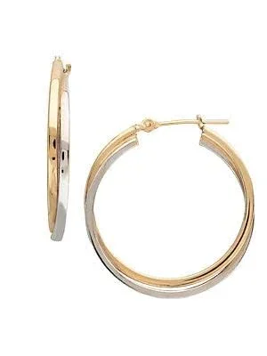Intertwined Hoop Earrings in Two-Tone 14K Yellow & White Gold