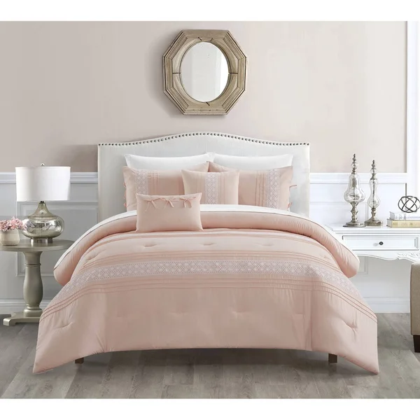 Chic Home Brice 9 Piece Comforter Set, Queen - Blush