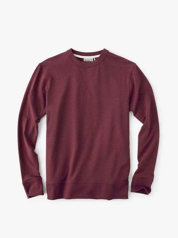 Varsity French Terry Sweatshirt - Male S in Garnet by Tasc Performance - Comfortable Long Sleeve