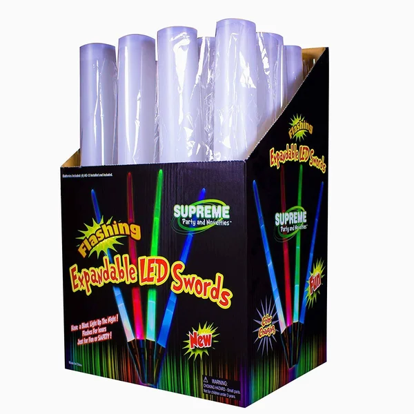 LED Assorted Colors Glow in The Dark Light Up Kids Light Sabers (12 Pack) Bulk