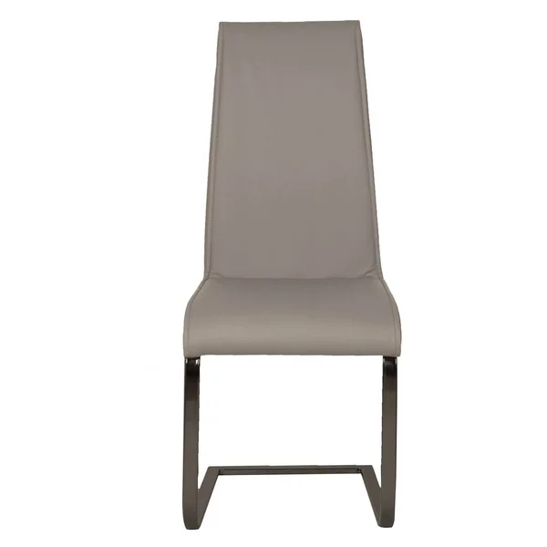 Benzara Gray Faux Leather Upholstery Dining Chair with Black Chrome Base, Set of Two BM185251
