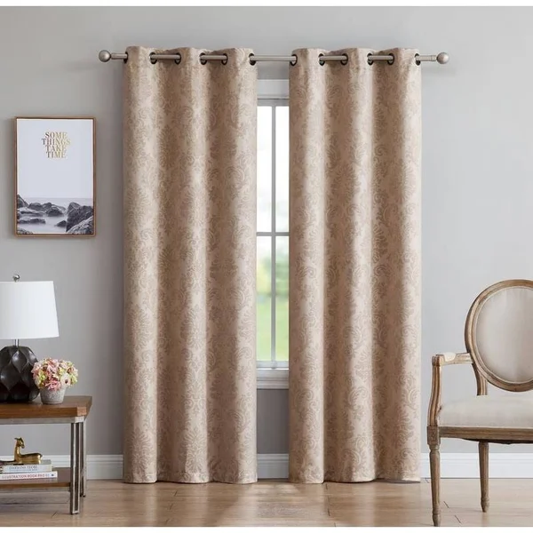 Gracewood Hollow Plakalo Embossed Thermal-weaved Blackout Grommet Drapery Curtains - 38x22 W x 63x22 L - Taupe