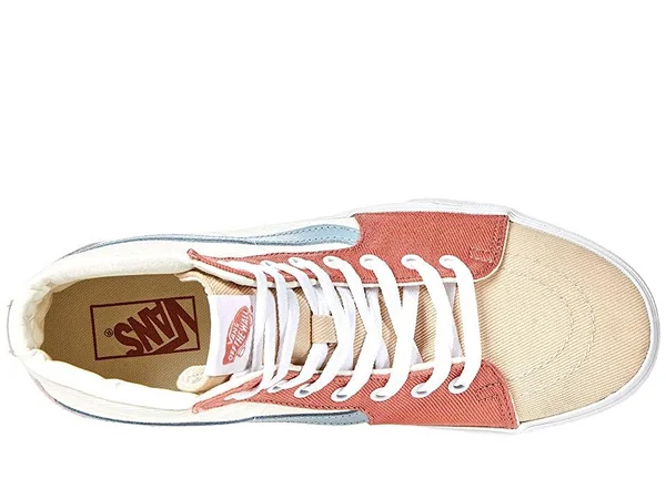 Vans Twill Sk8-Hi Platform 2.0 (Pastel Block/True White) 8.5 Men \x3d 10.0 Women