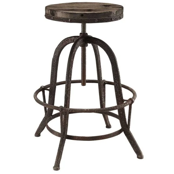 Hawthorne Collections Adjustable Bar Stool in Brown - HC-1530421
