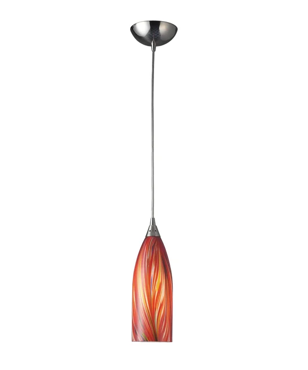 Elk Lighting Cilindro 1 Light Pendant Satin Nickel, Multicolored Glass - 522-1M