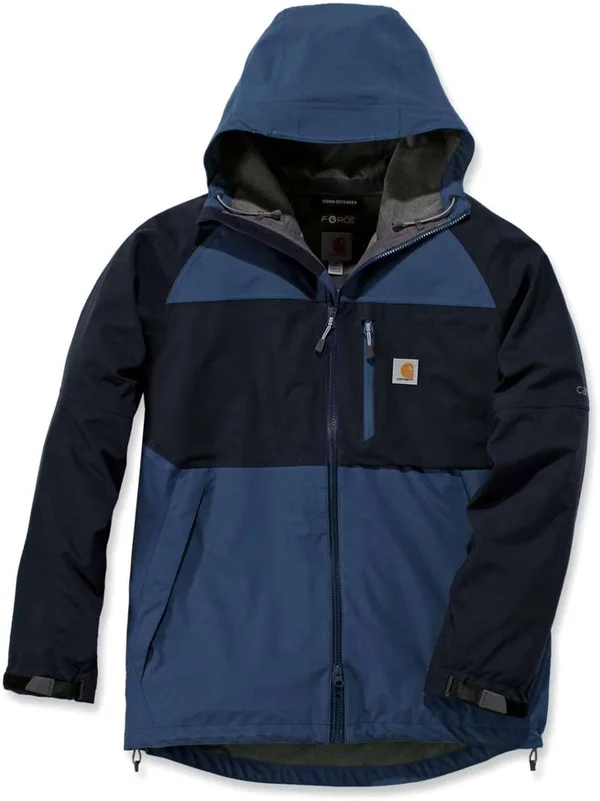 Carhartt Men's Storm Defender Force Midweight Hooded Jacket, Dark Blue/Navy, Large