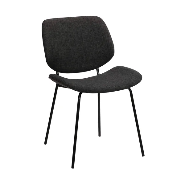 Benjara Metal Body Dining Chair with Curved Fabric Seat and backrest, Set of 2, Gray