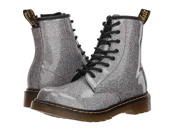 In The Box Dr Martens Gunmetal Coated Glitter Boots Size, 6 Usm, 7