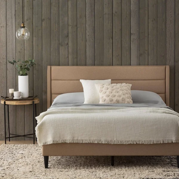Brookside Sara Upholstered Bed with Horizontal Channels - Stone - Twin XL