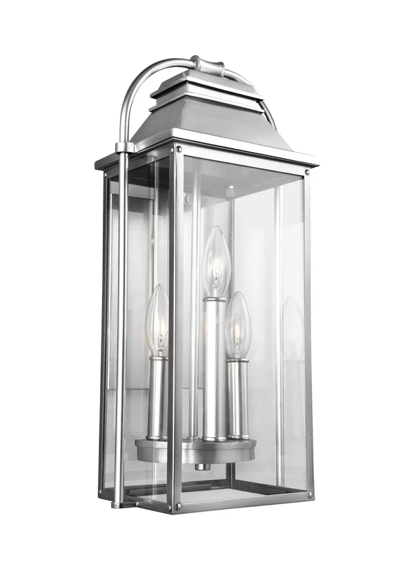 Feiss OL13200PBS Painted Brushed Steel Wellsworth 3 Light Outdoor Wall Lantern