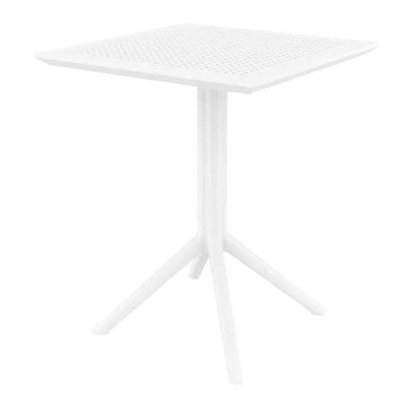 Siesta Dream Folding Outdoor Bistro Set with White Table and 2 Red Chairs