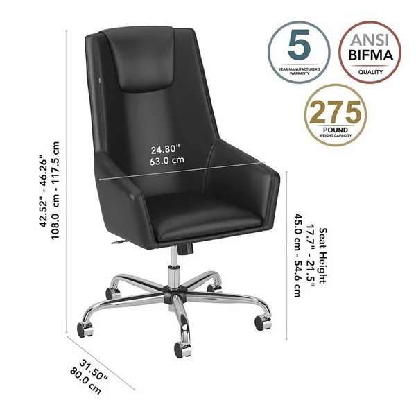 BBF Studio C High Back Leather Box Chair in Black