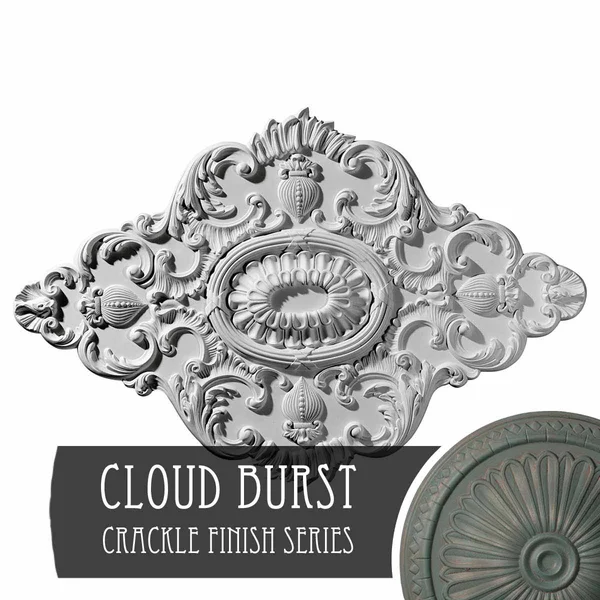 42 3/4x22W x 28 7/8x22H x 1x22P Ashford Ceiling Medallion - Hand-Painted Cloud Burst Crackle