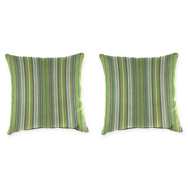 Stripe Outdoor 20x22 Square Throw Pillows in Sunbrella Foster Surfside (Set of 2)