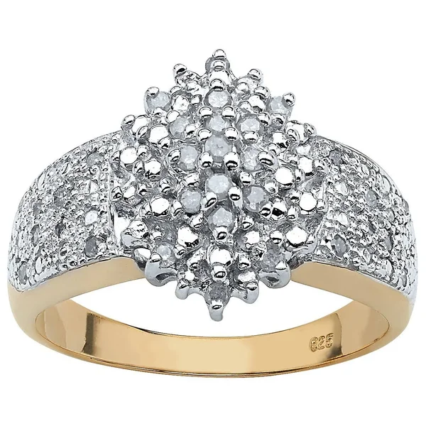 1/4 TCW Round Diamond 18K Gold Over Sterling Silver Marquise-Shaped Cluster Ring - 7