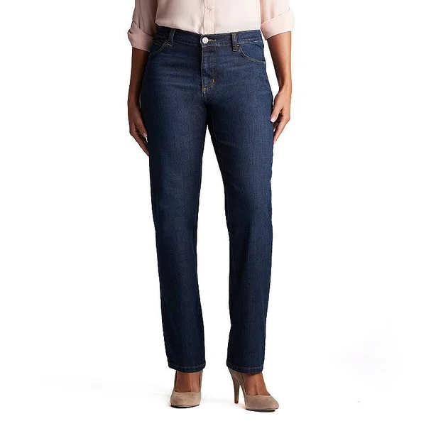 Women's Lee Relaxed Fit Straight-leg Jeans - Size: 8 Tall, Dark Blue