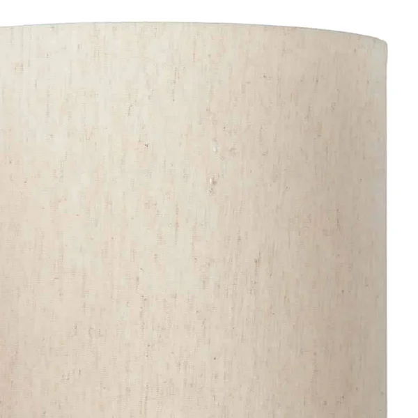 Benjara Cylindrical Seeded Glass Table Lamp with Fabric Drum Shade - Beige and Clear