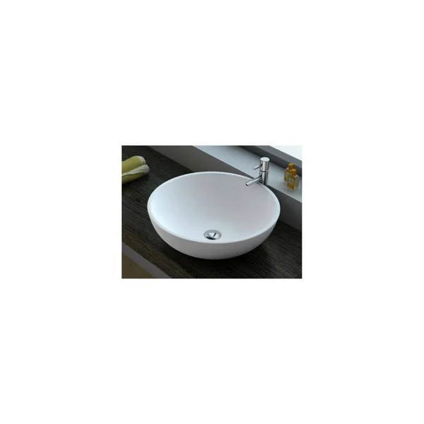 Legion Furniture Solid Surface Vessel Sink in White Matt Without Faucet, Matt White WJ9038