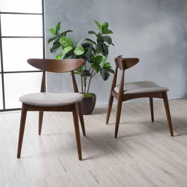 Christopher Knight Home Barron Dining Chair Set, Light Gray/Walnut
