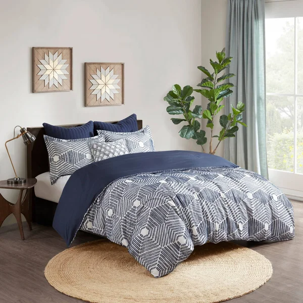 The Curated Nomad Latia Cotton Jacquard Comforter Set - Blush - King - Cal King