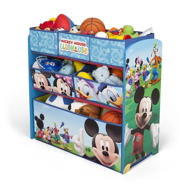 Disney Mickey Mouse Wooden Multi Bin Toy Organiser