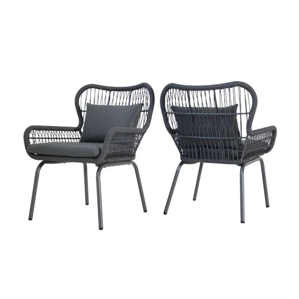Set of 2 Gray Contemporary Outdoor Patio Club Chairs 33.75x22