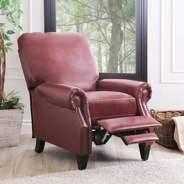 Abbyson Living Braxton Leather Pushback Recliner, Red