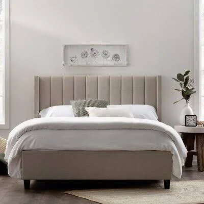 Flemings Upholstered Low Profile Platform Bed Mercury Row Size: California King, Color: Oat
