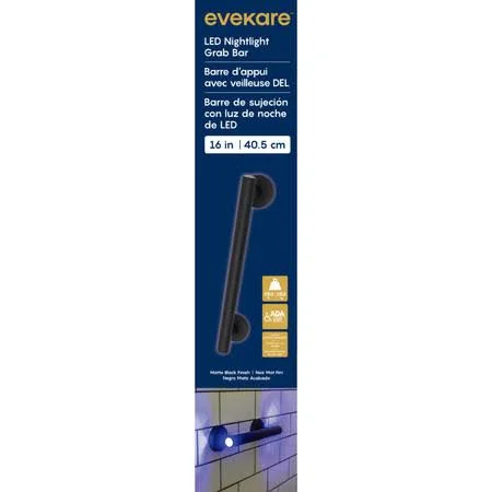 evekare Evk-0626-Icu 16x22 LED Nightlight Grab Bar in Matte Black