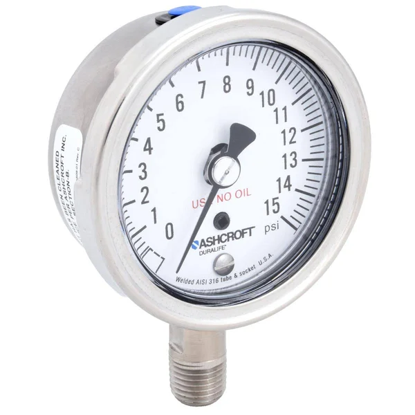 Ashcroft 251009SW02LX6B15 Pressure Gauge - 0 to 15 Psi, 2-1/2In, 1/4In