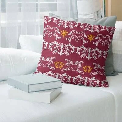 Arizona Football Baroque Square Pillow Cover East Urban Home Color: Red/White/Yellow, Size: 26x22 x 26