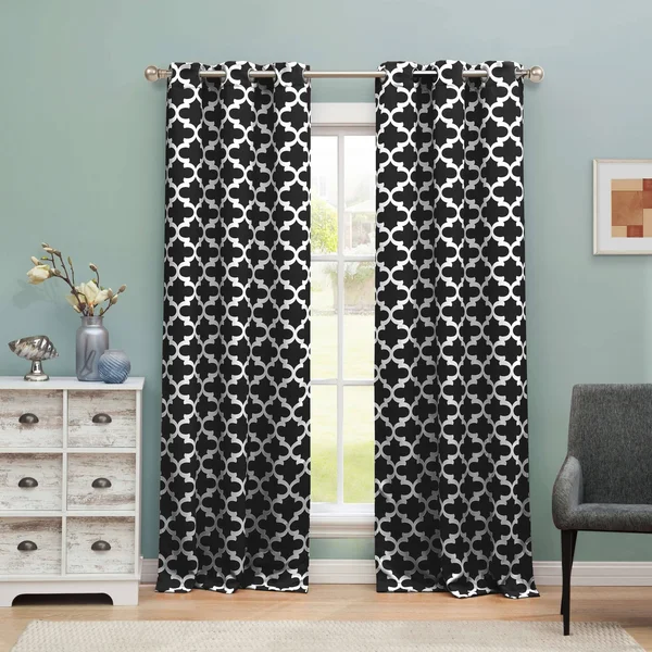 Blackout 365 Taupe Kyra Geometric Blackout Curtain Set