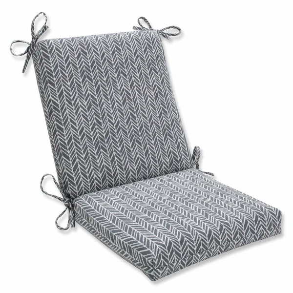 Pillow Perfect Outdoor, Indoor Herringbone Slate Squared Corners Chair Cushion